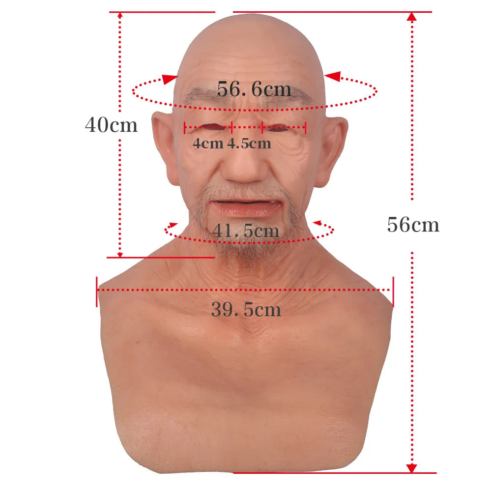 Man Mask Realistic Silicone Full Head Face Mask Party Prop Cosplay Male Hood Headwear for Halloween Cosplay