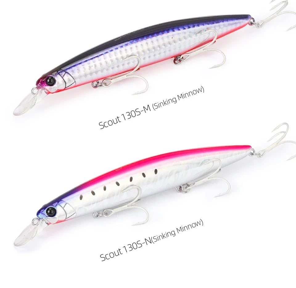 Sinking Minnow Fishing Lure SCOUT 130mm 24g Long Casting Seabass Flounder Artificial Large Sea Fishing Hard Baits
