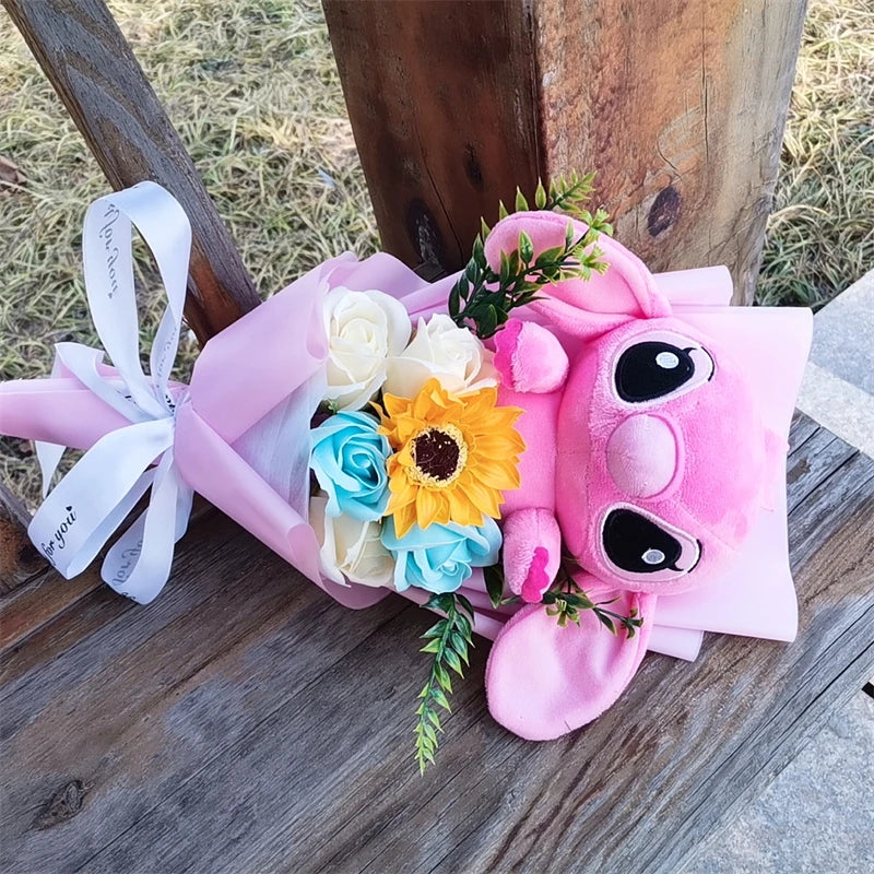 Lilo & Stitch Bouquet Major Holiday Gift PVC Rose Sunflower Anime Stuffed Doll Birthday Girl Valentine'S Christmas Day Girl Gift
