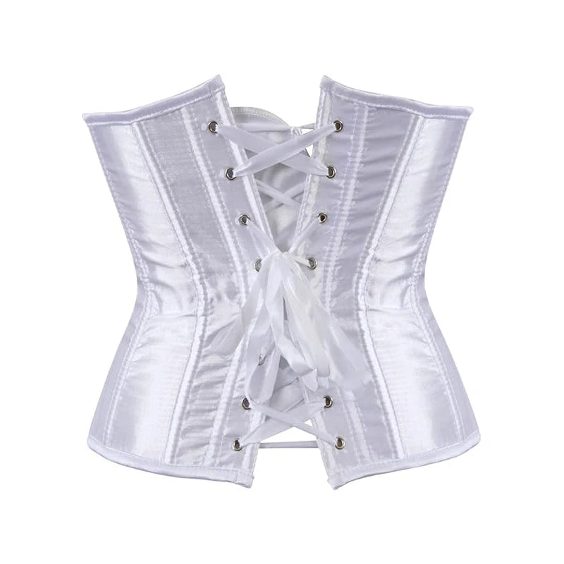 BurVogue Women's Satin Underbust Corset Bustier Waist Training Cincher Plus Size  Lace Up Bustiers & Corsets