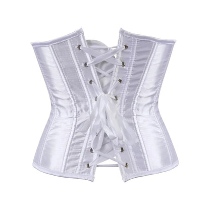 BurVogue Women's Satin Underbust Corset Bustier Waist Training Cincher Plus Size  Lace Up Bustiers & Corsets