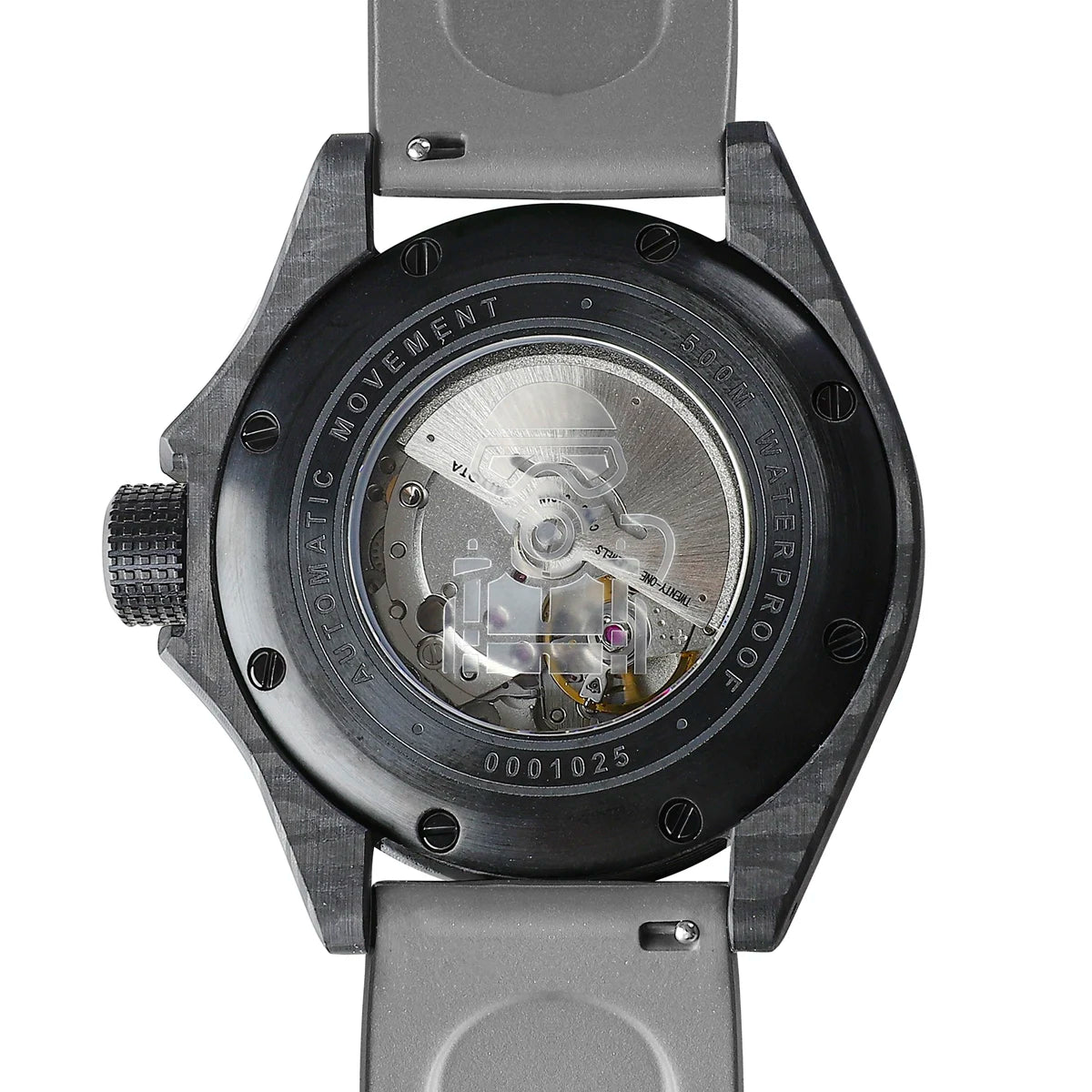 DREAMAS Men's Carbon Fiber Automatic Mechanical Diving Watch Swiss Luminous 500m Waterproof Gradient cold grey D0390G3