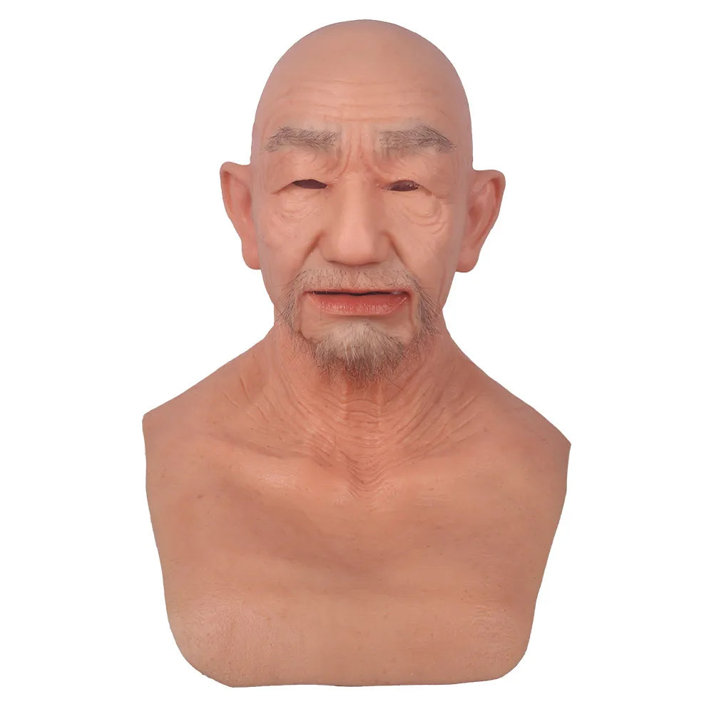 Man Mask Realistic Silicone Full Head Face Mask Party Prop Cosplay Male Hood Headwear for Halloween Cosplay