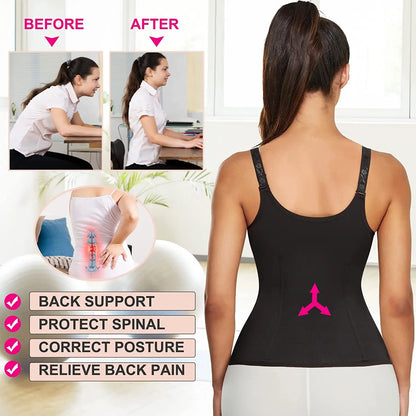 Corset Zipper Vest Body Shaper Cincher Shapewear Slimming Belt Sports Girdle Neoprene Sauna Tank Top