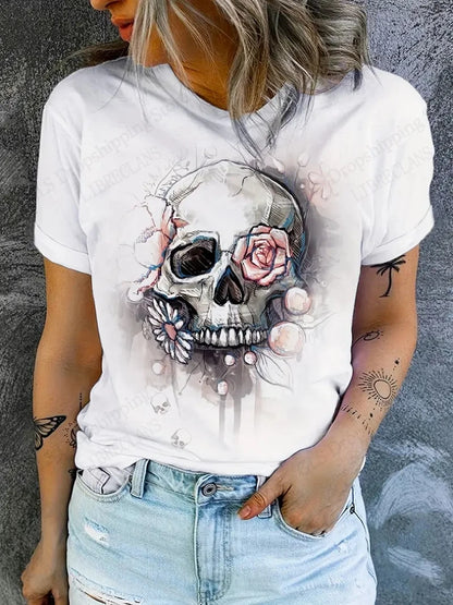 T-shirt Halloween 3d Printed T shirt Women Fashion O-Neck Short Sleeve Oversized Tops Tees Female Clothing Pumpkin