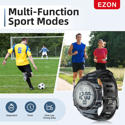 EZON Digital Sports Watch L008D, Waterproof Sports watch with Interval Timer/Chronograph/Lap Timing/Alarm for Men and Women