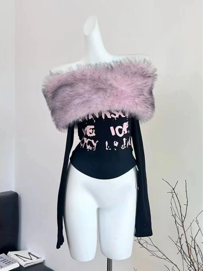 Coquette Slash Neck T-Shirt Women Hot Girl Tee Tops Design 2000s Aesthetic Vintage Old Money