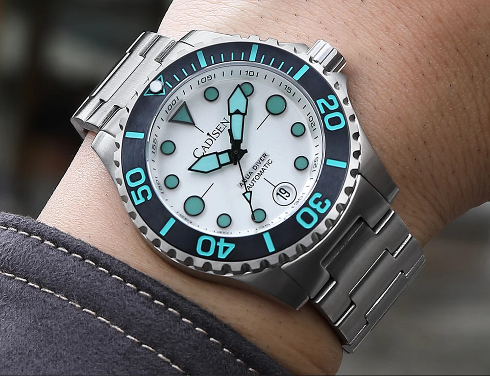CADISEN AQUA DIVER Brand Luxury Men Watches Automatic Watch Japan NH35A 100M Waterproof Luminous Mechanical Wristwatch