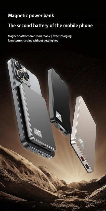 500000mAh Magnetic Power Bank Portable Wireless PD22.5W Fast Charging External Battery for Magsafe For iPhone Samsung