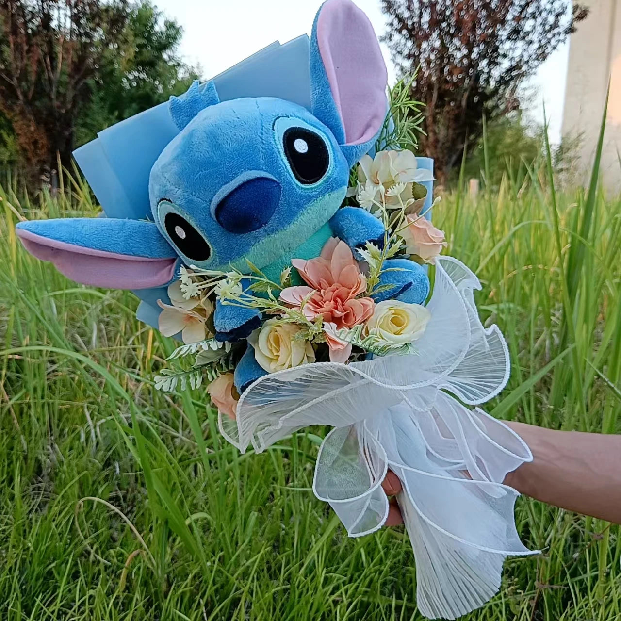 Lilo & Stitch Bouquet Major Holiday Gift PVC Rose Sunflower Anime Stuffed Doll Birthday Girl Valentine'S Christmas Day Girl Gift