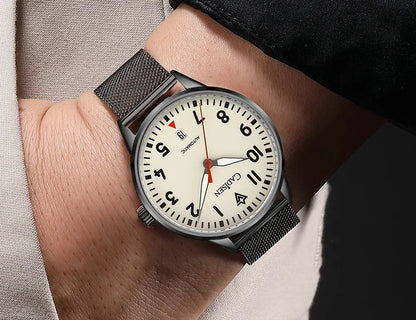 CADISEN Automatic Watch Men Luminous Stainless Steel Self-Wind Wristwatch NH35A Sapphire Waterproof Mesh Belt Mechanical Watch