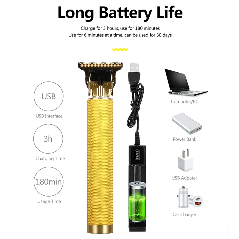 Vintage T9 Hair Clipper for Men USB Fast Charging Beard Trimmer T9 Haircut Machine Hair Cutting Clippers Kit with LCD Display