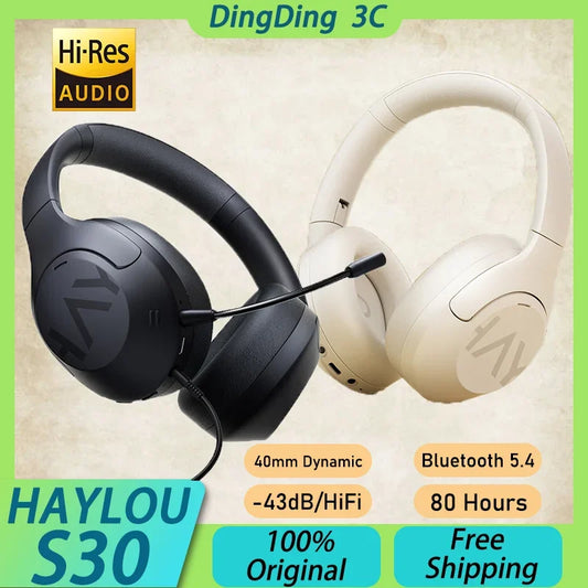 HAYLOU S30 Pro Headphone With Mic Active Noise Reduction Bluetooth 5.4 Long Battery Life HiFi 40mm Dynamic Gaming Headset Custom