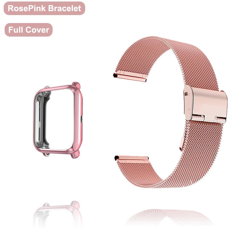 Strap For Amazfit Bip 3 5 S U Lite GTS 2 3 4 Mini Band With Protector Case Metal Bracelet Screen For Watchband Accessories