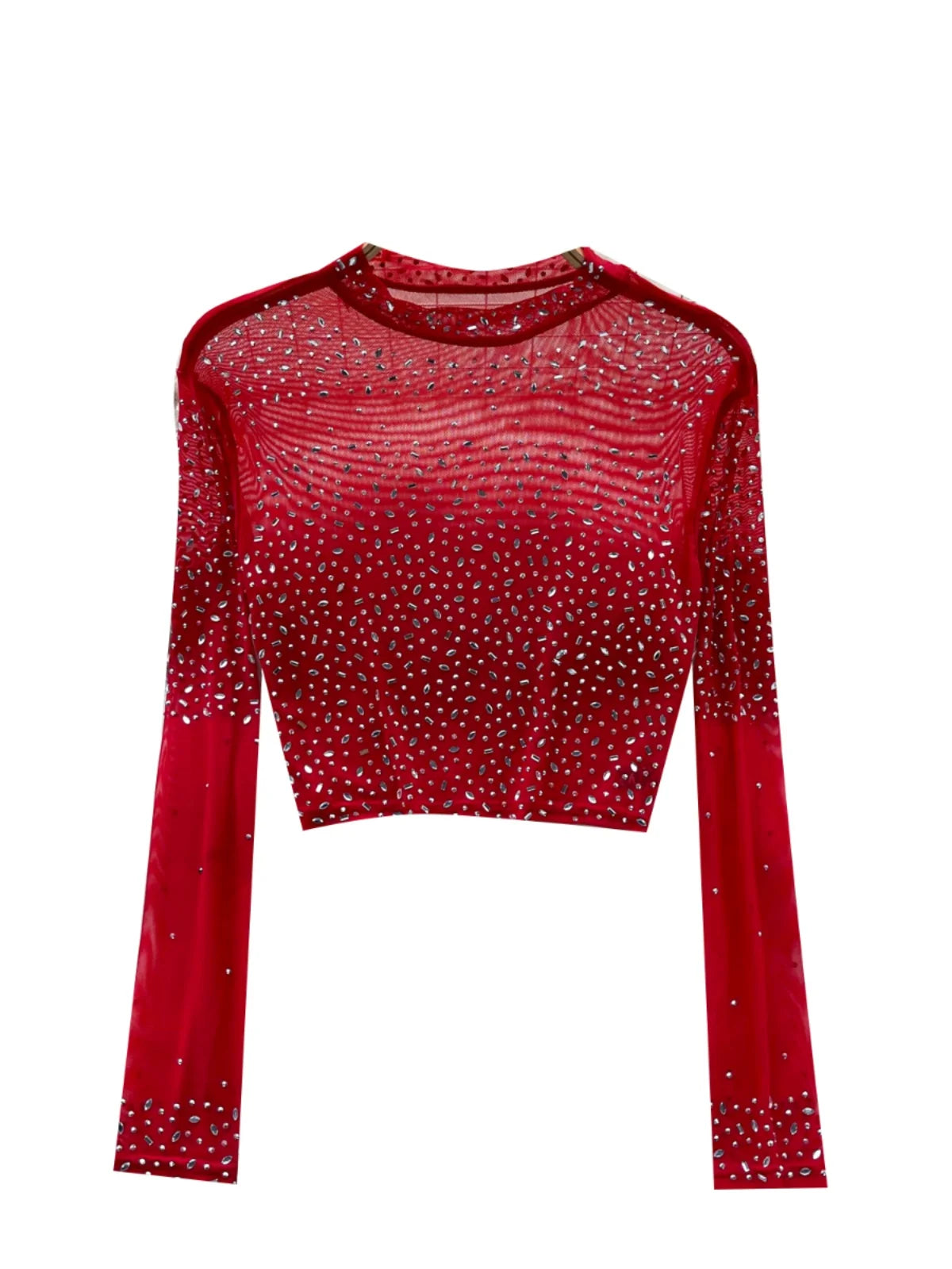 Thin See-tough Long Sve Me T-shirt ort Heavy-du Rhinestone Base irt Korean Sle Creative Pattern