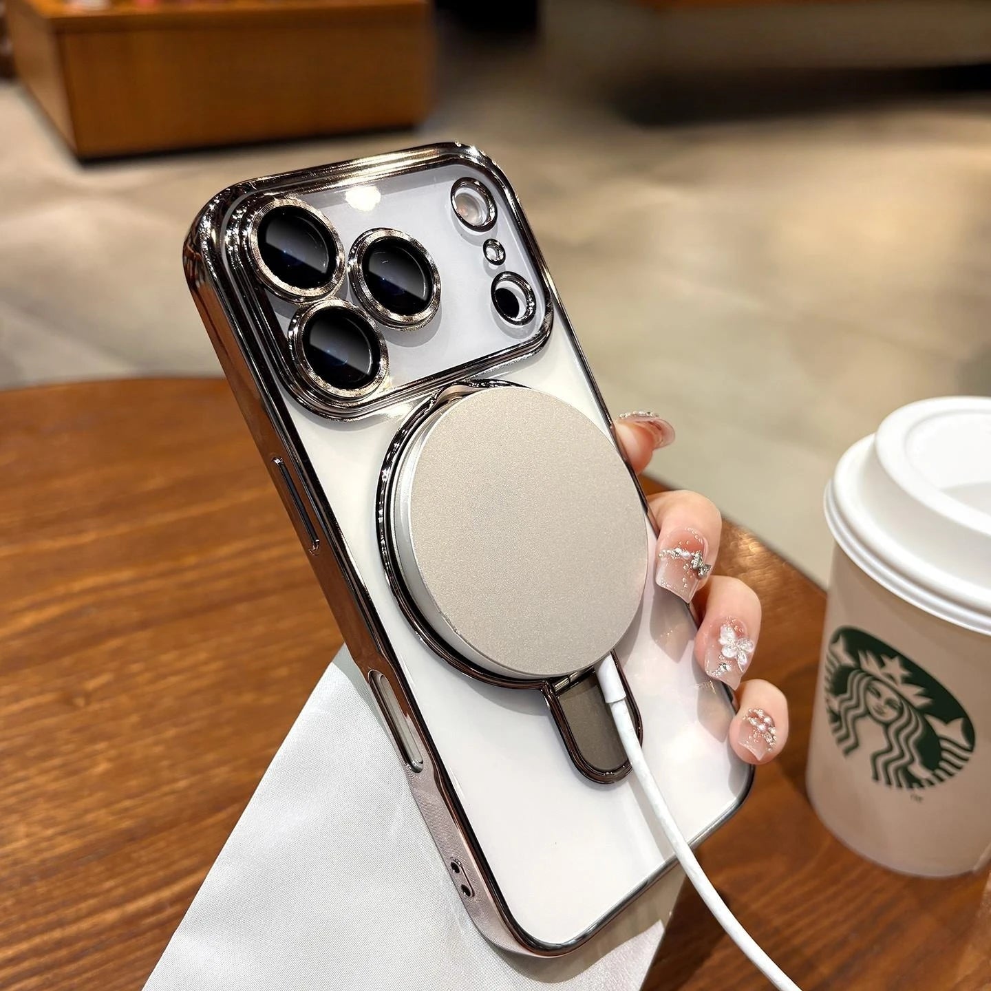 Iphone 17 Air Case Plating Magsafe Magnetic Bracket Case for iPhone 17 16 Pro 13 12 Max 15 14 16 Plus 17PRO Transparent Cove