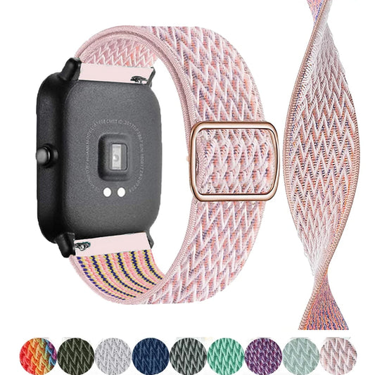 band For Amazfit GTS 4/2/2e/3/GTS2 Mini/GTR/4/3/Pro/GTR2/42mm/stratos Nylon Elastic Watch Bracelet Amazfit bip strap