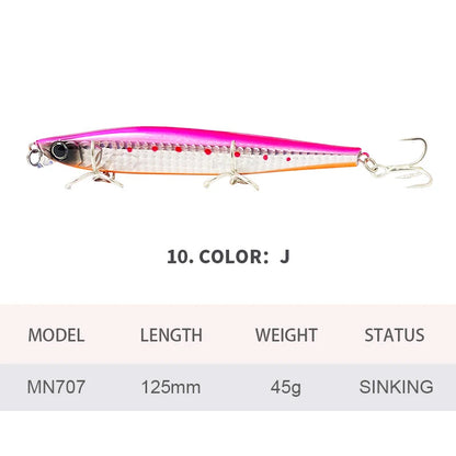 Lures Minnow Wobbler Long Casting Sinking Heavy Shot Artificial Hard Bait Fishing Accessories Decoy MN707