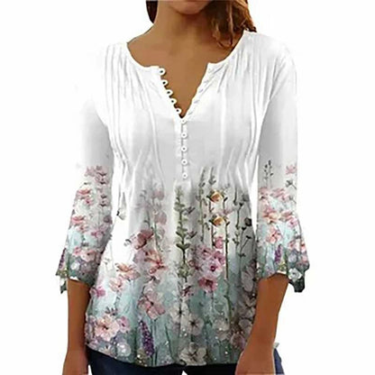 T-Shirt Loose Women'S Comfortable Clothing Shirt 3d Printed Trend Seven-Quarter Sleeve Top