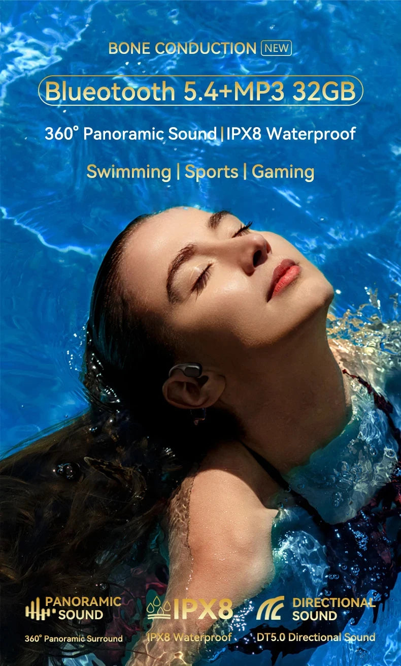 Xiaomi Mijia Bone Conduction Earphones IPX8 Waterproof Headset for Swimming Bluetooth 5.4 Wireless Sport Headphones MP3 32G RAM
