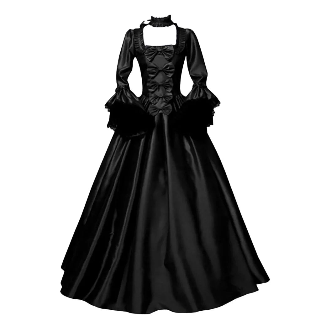 Gothic Black A Line Dress A Line Witch Dress For Women Gothic Witchcraft Vintage Medieval Dress For Women Halloween Costumes