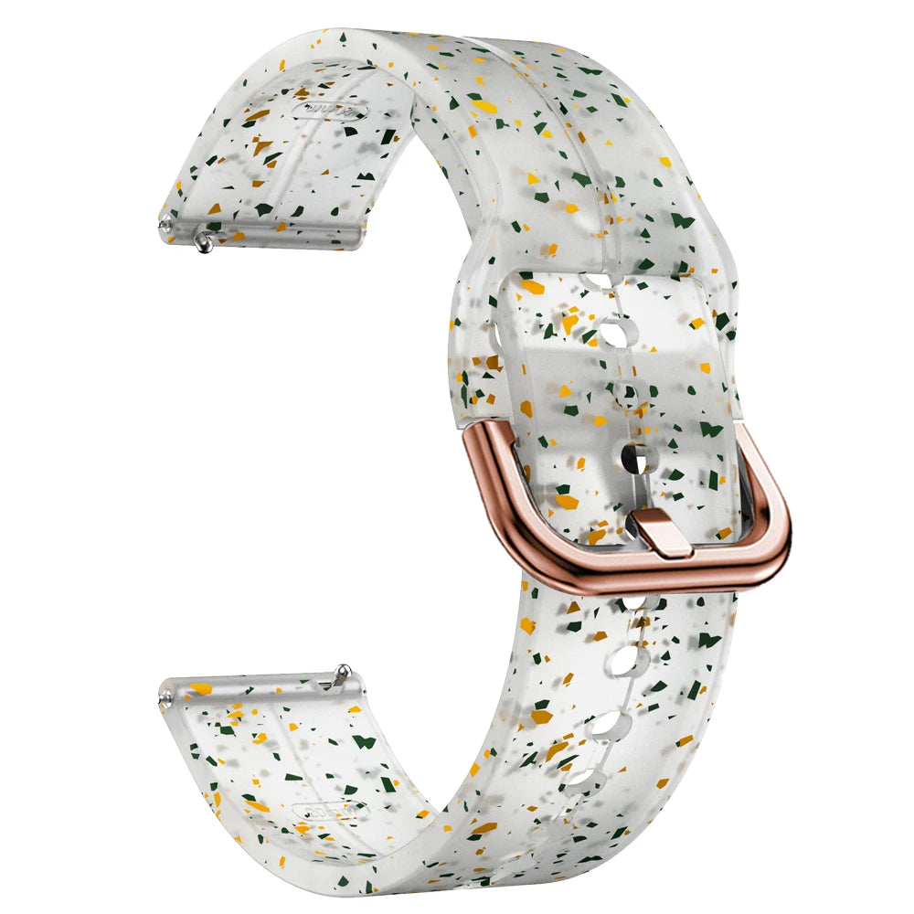 20mm Floral Band For Huami Amazift GTS 4/2/2e/3/GTS2 Mini/GTR 42mm Watch Bracelet Amazfit Bip 3 Pro Transparent Silicone Strap