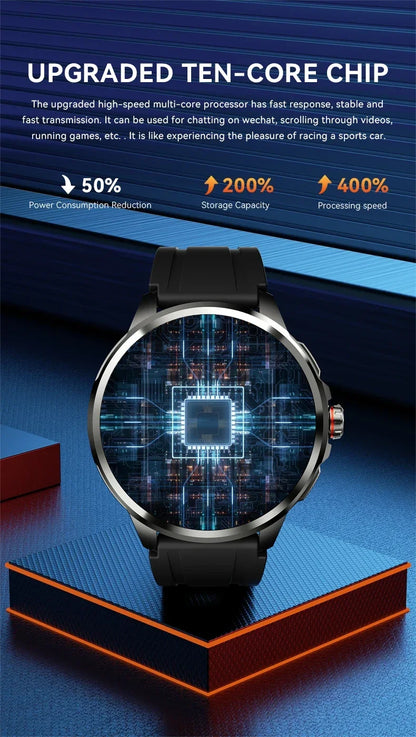 Full Network GPS WIFI Smart Watch Men 8GB+128GB RAM 1.95 inch AMOLED Screen 900W Camera Google APPS Smartwatch Android 9.0