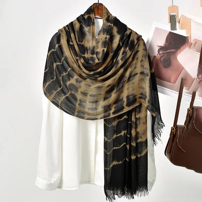 Tie-dye Modal Hijab Rayon Cotton Shawls Muslim Hijabs For Women Plain Scarf Big Size Headscarf Islamic Turban Headband 185*72cm