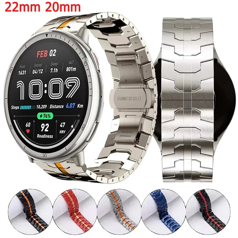Metal Wrist Strap For Amazfit Active 2/Bip 3 Pro Stainless Steel Band For Amazfit Bip 5 Unity/Cheetah Pro/Square/Round