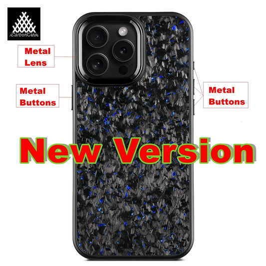 Magnetic Real Forged Carbon Fiber Case For iPhone 17 17Air 17Pro 16 15 14 13 12 11 Pro Max with MagSafe and Metal Lens / Buttons