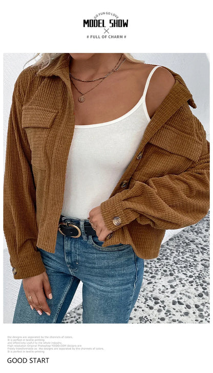 Coats Women Coat Turn Down Collar Full Sleeve Work Y2k Streetwear Elegant Splice Casual Loose Open Stith Autumn Winter 2025