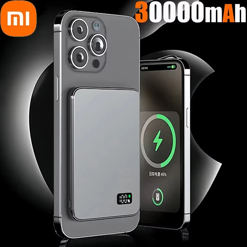 50000mAh Magnetic Wireless Thin Ultra Power Bank For MagSafe Fast Charging Portable Battery Display Power Bank