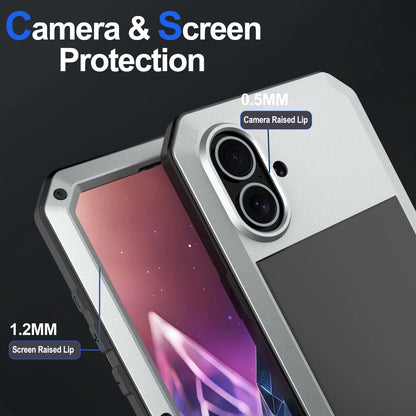 Shockproof Metal Glass Case for iPhone 17 16 15 14 Plus 13 12 11 Pro Max XR Xs Max SE 8 7 Heavy Duty Anti-slip Anti-Abrasion