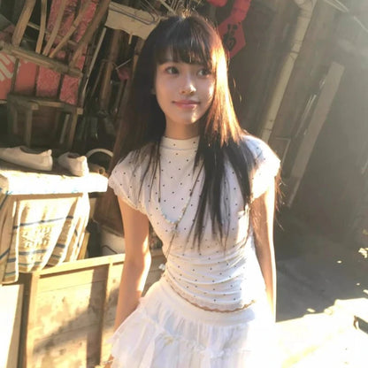 Clothes Polka Dot T Shirt for Women Sexy Streetwear  Fashion Ropa De Mujer Spring Summer Short Tees