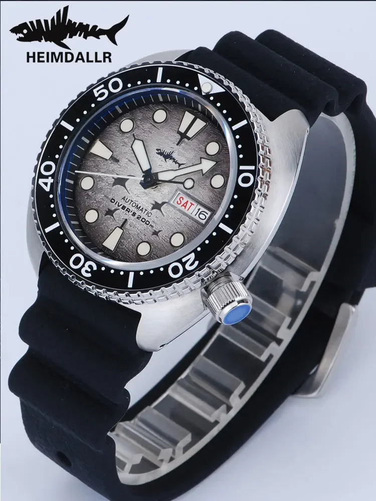 HEIMDALLR Diver Men's Watch Turtle King Sapphire Crystal 316L Steel NH36 200M Water Resistant Luminous Automatic Mechanica Watch