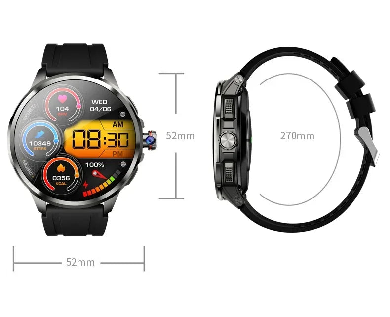 Full Network GPS WIFI Smart Watch Men 8GB+128GB RAM 1.95 inch AMOLED Screen 900W Camera Google APPS Smartwatch Android 9.0