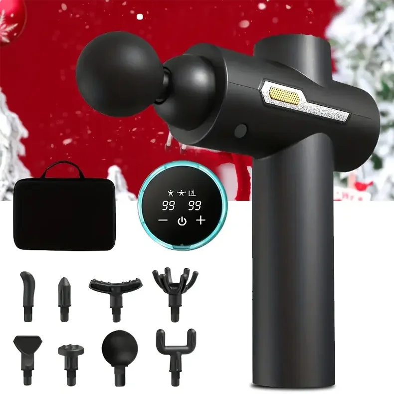 Massage Gun LED Display Fascia Deep Muscle Relax Body Massager Electric Fitness Equipment Noise Reduction