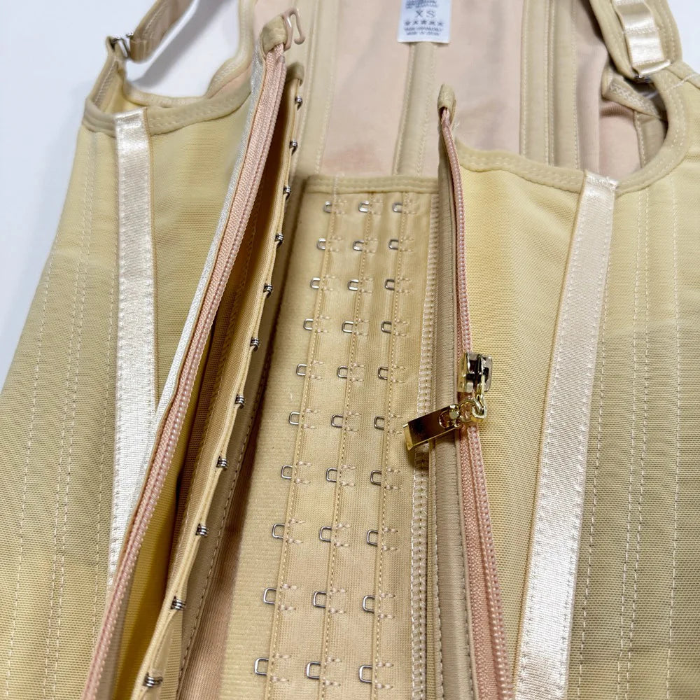 Body Shaper Shapewear Women Vest Tops Double Compression Waist Trainer Corset Adjustable Zipper and Hook-eyes