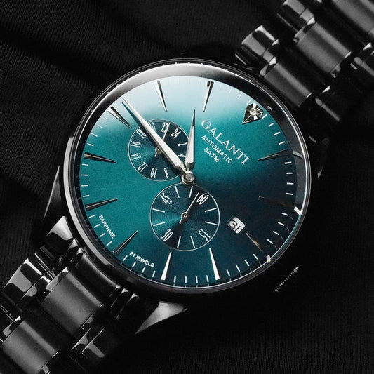 CADISEN Watch Man Automatic Mechanical Watches Man Blue Green Dial Stainless Steel Sapphire Glass MIYOTA 82S7 40mm Wristwatch