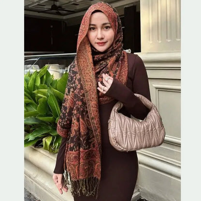 New Brand Autumn Pashmina Shawl Lady Wrap Headscarf Warm Winter Muslim Scarves Design Print Female Foulard Cotton Stoles Scarf