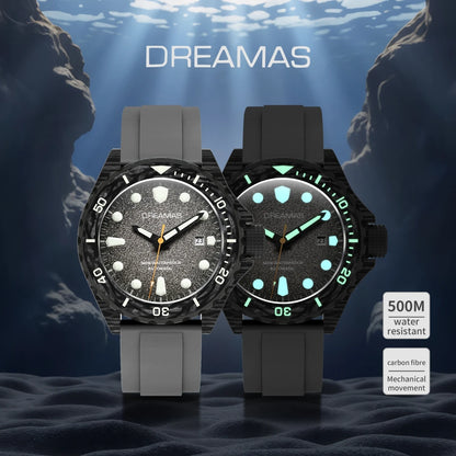 DREAMAS Men's Carbon Fiber Automatic Mechanical Diving Watch Swiss Luminous 500m Waterproof Gradient cold grey D0390G3