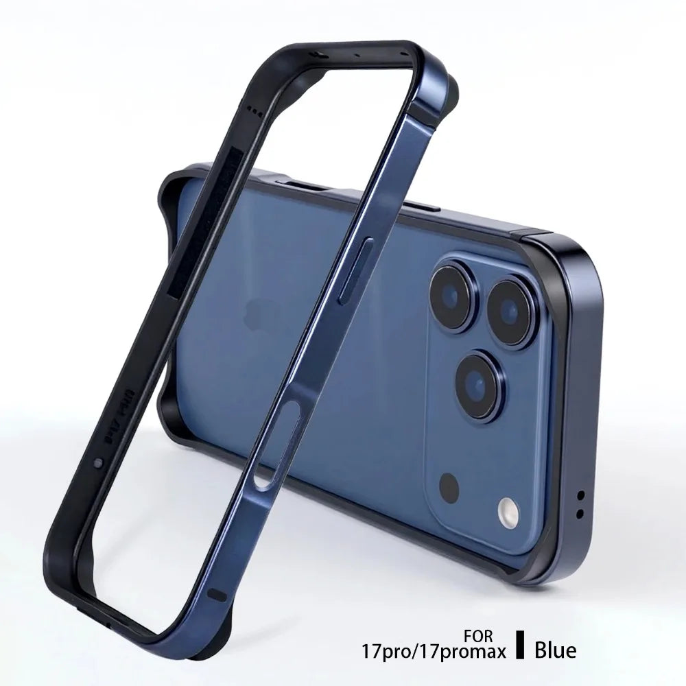 Luxury Rugged Glossy Metal Aluminum Alloy Frame Case For IPhone 17 Pro Max 17Pro Original Color Metal Slim Bare-bones Feel Cover