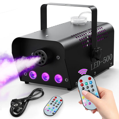 Fieryzeal 500W Smoke Machine Wireless Control Fog Machine RGB LED Stage Lighting Effect Professional Stage Fogger for Halloween