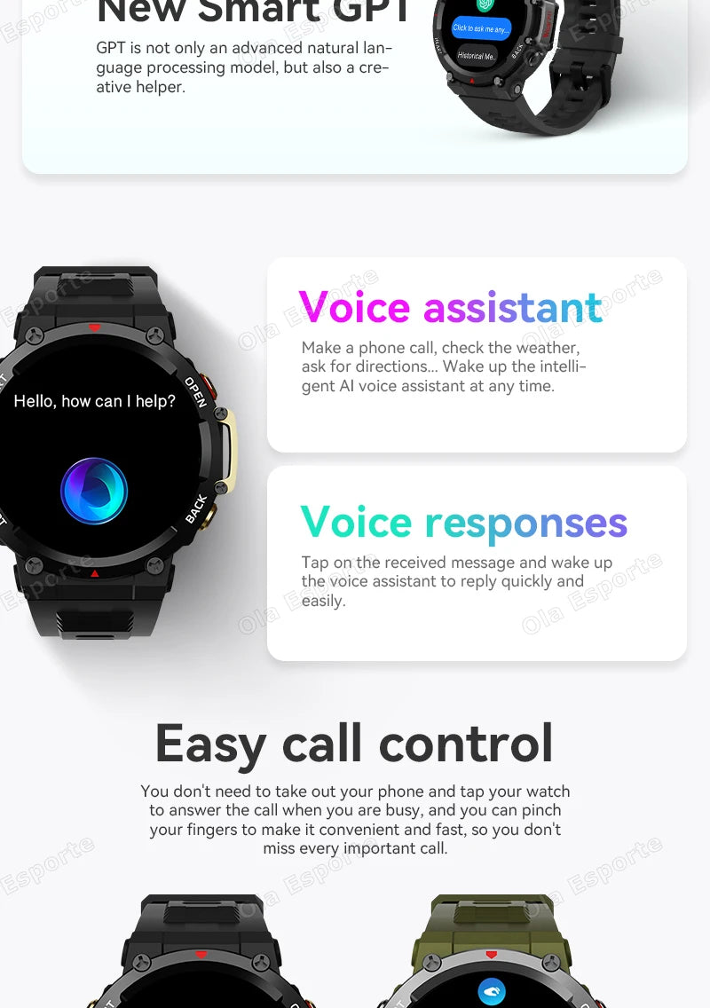 T-REX 3 Ultra Outdoor Military NFC Smart Watch Men GPS trackr Bluetooth Call Health Monitor Sports Smartwatch For Amazfit
