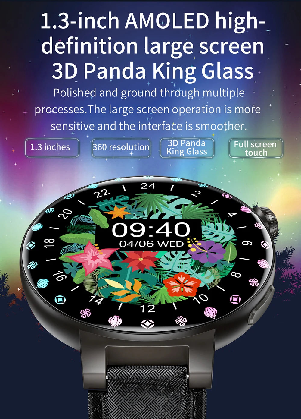 KUMI GT6 Pro 1.3" 360*360 AMOLED Smart watch 100+Sport Modes IP68 waterproof Bluetooth call Sleep Healthy Monitor for iOSAndroid