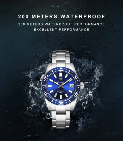 CADISEN New 38mm Diver Mens Watch Japan NH35A Automatic Mechanical Sapphire Glass Date Luminous 200M Waterproof Wrist watch Men