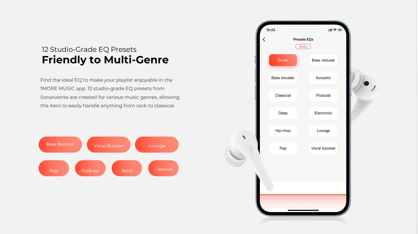 1MORE Aero Ear buds Noise Cancellation Bluetooth 5.2 flash-sale  Clear Calls 28h Playtime  Wireless Charging headset  electronic
