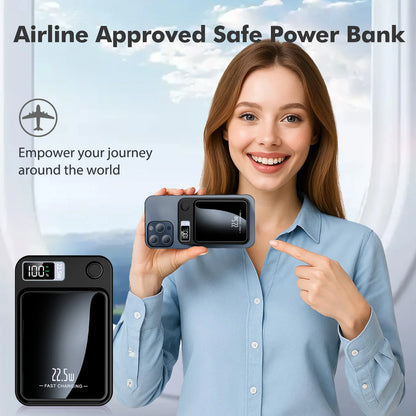 100000mAh Magnetic Power Bank Wireless Portable 22.5W Fast Charger For Iphone Huawei Samsung External Auxiliary Backup Battery