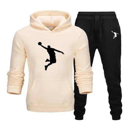 A new 2-piece set for men's casual sports hooded pullovers and sweatpants for outdoor jogging in Europe and America in 2025