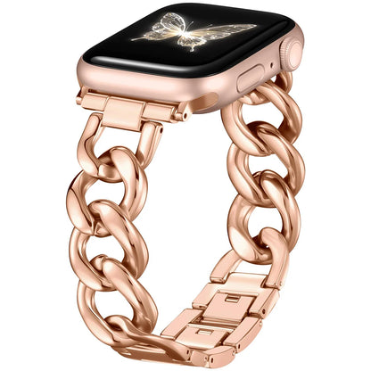 Metal Chain Link Compatible For Apple Watch Band Series Women Men Classic Watch Strap Replacement Accessories Smartwatch Bands